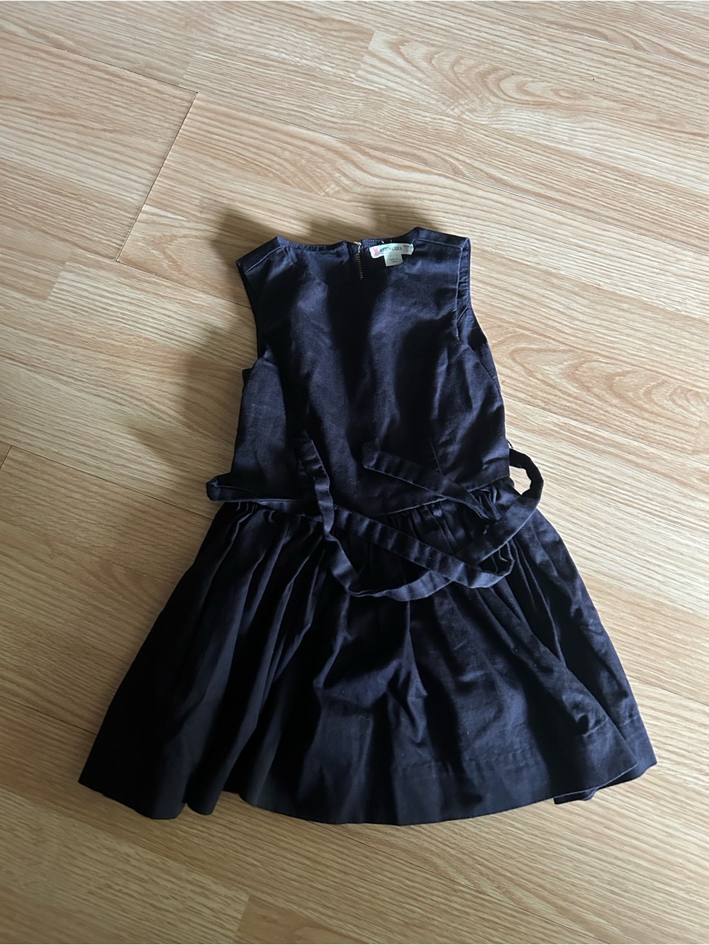 Crewcuts by J.Crew Black Cotton Fit Flare Tie Dress Kids Size 2